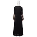 A-line abaya with Resham embroidery work- Black